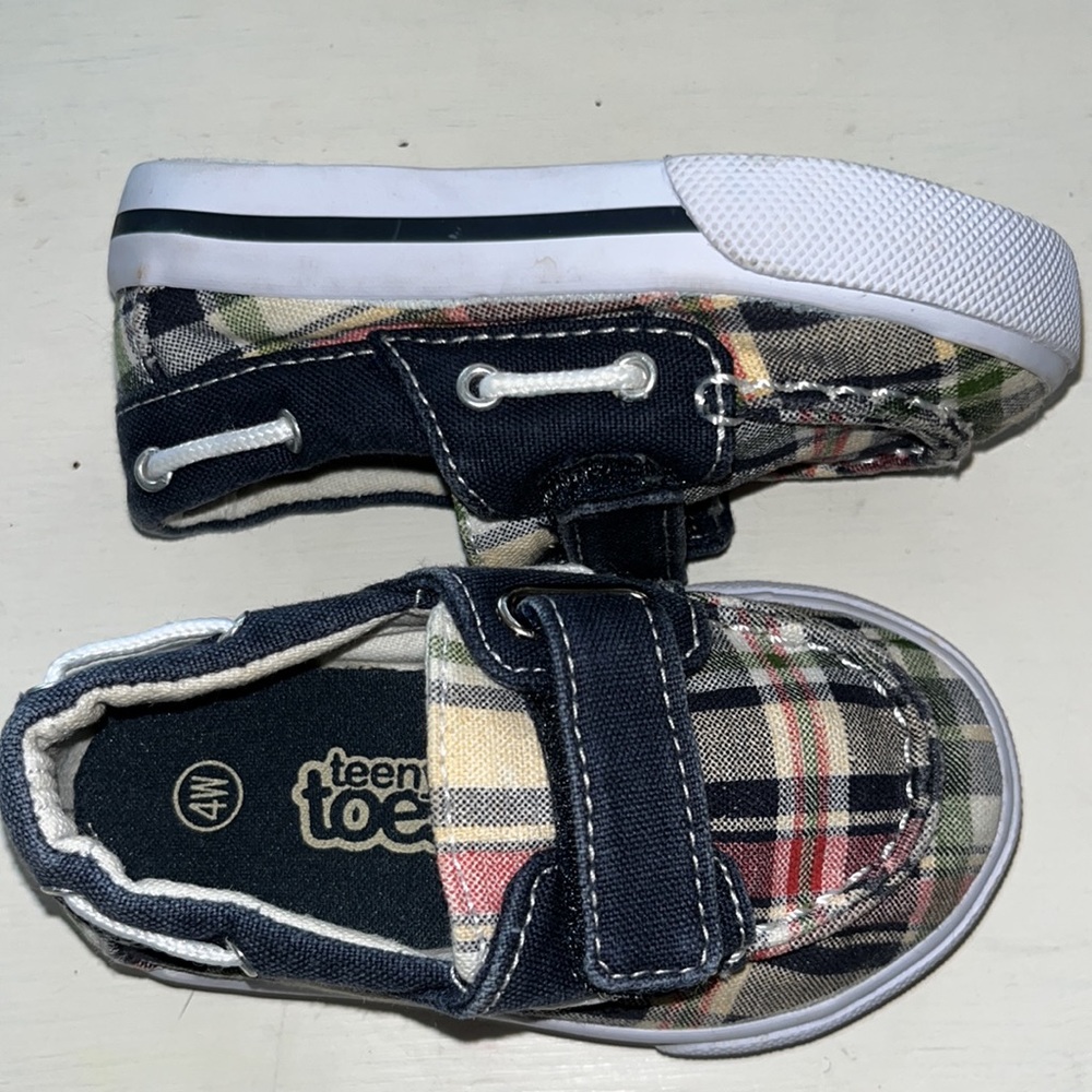Teeny Toes canvas madras boat shoes 4